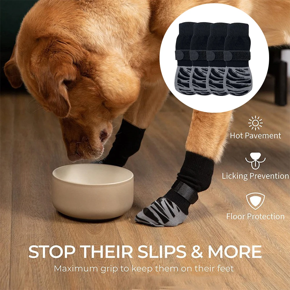 kf-S76c6a6c07db4420fb0b2bff47c7def9cw Outdoor Pet Dogs Breathable Socks Black Tie Anti-shedding Medium Large Dog Non-slip Socks Waterproof Dogs Shoes Pet Supplies - Image 1