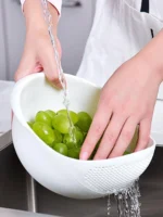 1/3pcs- Colander Rice Bowl Drain Basket Fruit Bowl Washing Drain Basket with Handle Washing Basket Home Kitchen Organizer - Image 3