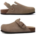 2026 Women Cow Suede Clogs With Adjustable Buckle Cork Leather Mules Comfortable Slip on Women Slippers Outdoor Cork Clogs - Image 2