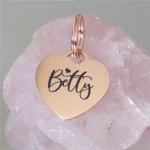 Heart design Butterfly Rose gold Stainless Steel heart pet ID tag Dog cat tag Laser engraved various colours & fonts - Image 5