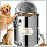 40lb Stainless Steel Dog Food Storage Container, Large Capacity, Airtight, with Scoop