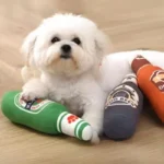 Simulated Beer Bottle Plush Dog Toy with Squeaky BB Sound Interactive Bite Resistant Pet Toy for Teeth Cleaning And Molar Relief