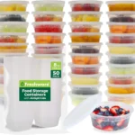 Food Storage Containers [50 Set] 8 oz Plastic Deli Containers with Lids, Slime, Soup, Meal Prep Containers | BPA Free | Stackabl