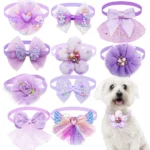 50PS Bulk Small Dog Bowtie Fashion Lace Dog Puppy Bowties Ncekties For Dogs Pets Grooming Accessories Spring Pet Supplies - Image 2