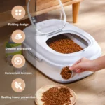 Collapsible Dry Cat Food Box 20-30LB Foldable Cat Food Bucket Large Capacity Flour Multigrain Rice Barrel Box with Lid & Wheels