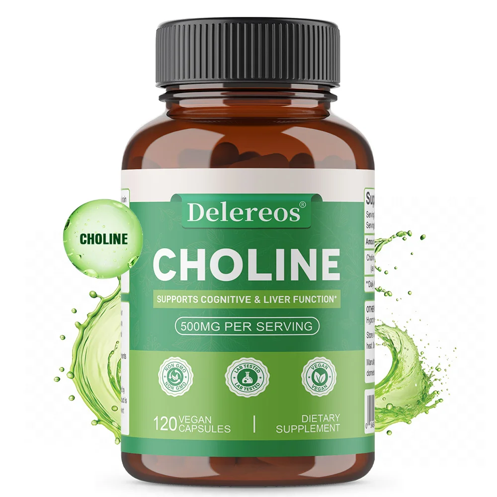 kf-S8525d91e6d92404cb51189eca0d5f954R Choline 500mg - High Potency Choline Supplements, Supports Cognitive Performance & Liver Function, Vegan Capsules, Non-GMO - Image 1