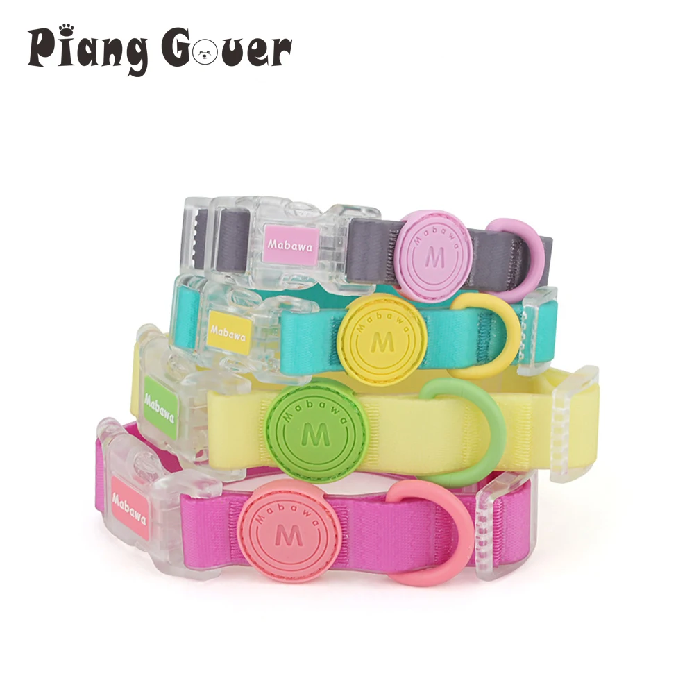 kf-S858ff07dbc1447dda79952d6f402e95fK Transparent Buckle Collar Candy Color Pet Cat Dog Collars Leashes For Small Medium Dogs - Image 1