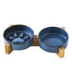 Japanese-style kiln ceramic pet cat bowl medium-sized dog puppy slow food anti-choking slow food bowl anti-overturning