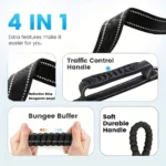 Tactical Dog Leash Heavy Duty for Medium Large Dogs Strong Bungee No Pull Dog Leash with Padded Double Handle and Car Seatbelt - Image 3