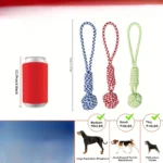 Random 1 piece of heavy-duty tow rope toy suitable for large dog breeds - thick and wide woven rope ball with red striped fabric - Image 4