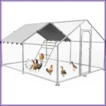 Large Metal Chicken Coop 9.8'x13.2'x6.4' Walk-in Run Outdoor Cage Rabbit Duck Hen House Spire Roof