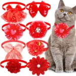 50PS Bulk Small Dog Bowtie Fashion Lace Dog Puppy Bowties Ncekties For Dogs Pets Grooming Accessories Spring Pet Supplies - Image 4