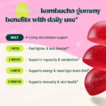 Kombucha Probiotic Gummies with Prebiotics Fiber Vegan Berry Flavor Daily Supplement Digestive Friendly Formula 30 Count - Image 4