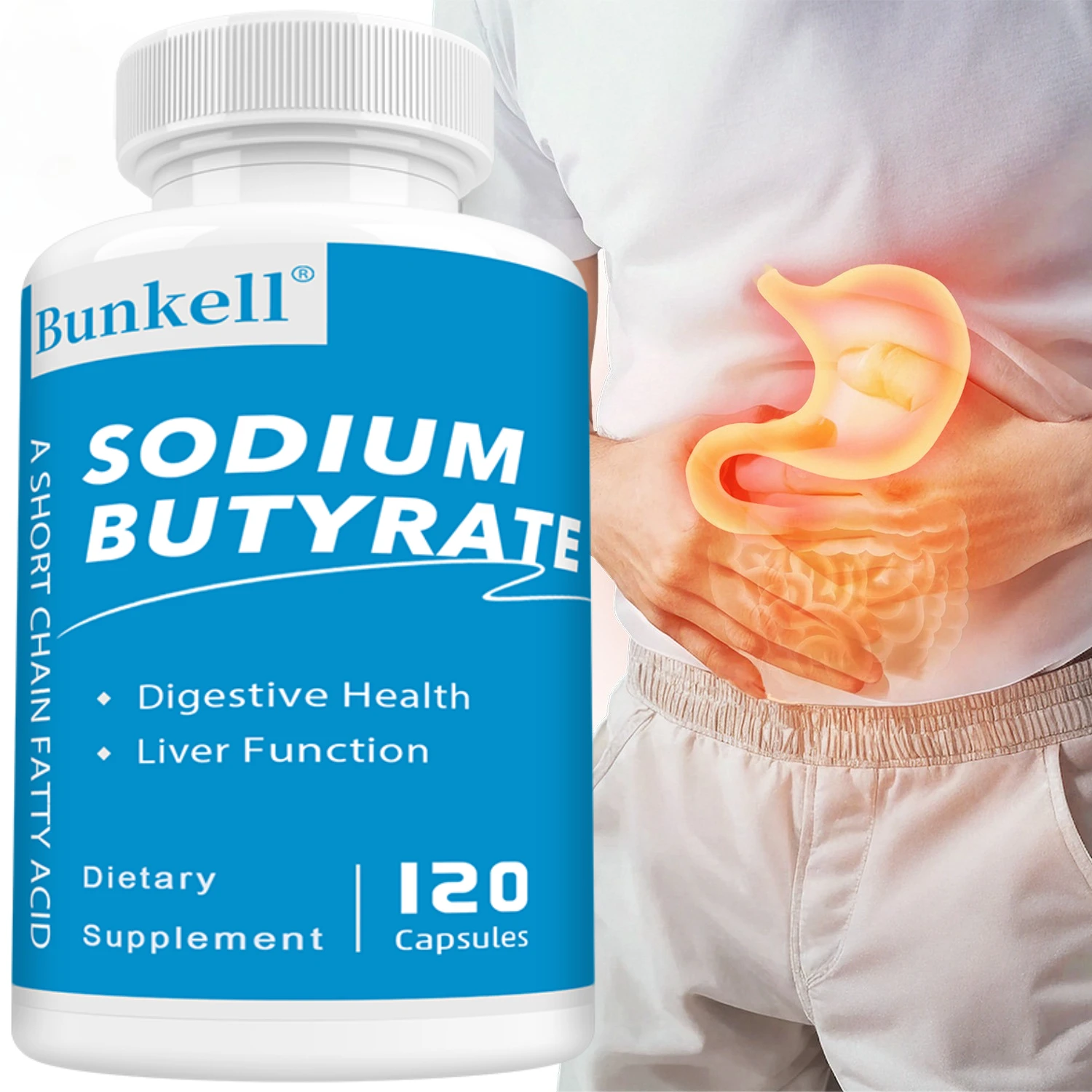 kf-S89a136a51e2e426e95f004090f95d729u Sodium Butyrate Supplement - Helps Gut Health, Detox and Cleansing of The Liver, Digestive Health,Non-GMO - Image 1