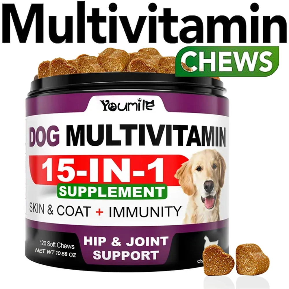 kf-S91e29addbeb142a0bd8453cab92094b1q Senior & Puppy Dog Multivitamin Supplement Multi Vitamins Chicken Flavor Chews for Pet Joint Immunity Mobility Energy Gut Skin - Image 1