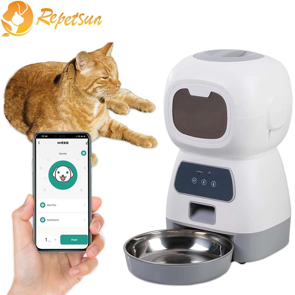 kf-S92c561cdde4a4f69b51c8a59f20b6988s 3.5L Automatic Pet Feeder For Cats WiFi Smart Swirl Slow Dog Feeder With Voice Recorder Large Capacity Timing Cat Food Dispenser - Image 1