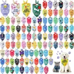 100Pcs Dog Bandanas Bulk Paw Print Dog Scarf Bibs Puppy Pet Bandanas with Captions Adjustable Washable Triangle Scarf for Pets
