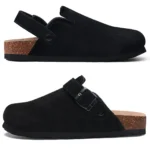 2026 Women Cow Suede Clogs With Adjustable Buckle Cork Leather Mules Comfortable Slip on Women Slippers Outdoor Cork Clogs - Image 4