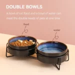 Double Cat Food Bowls with Iron Stand Starry Pet Feeding Bowl Small Puppy Dog Water Eat Accessories Cats Protect Cervical Spine - Image 4