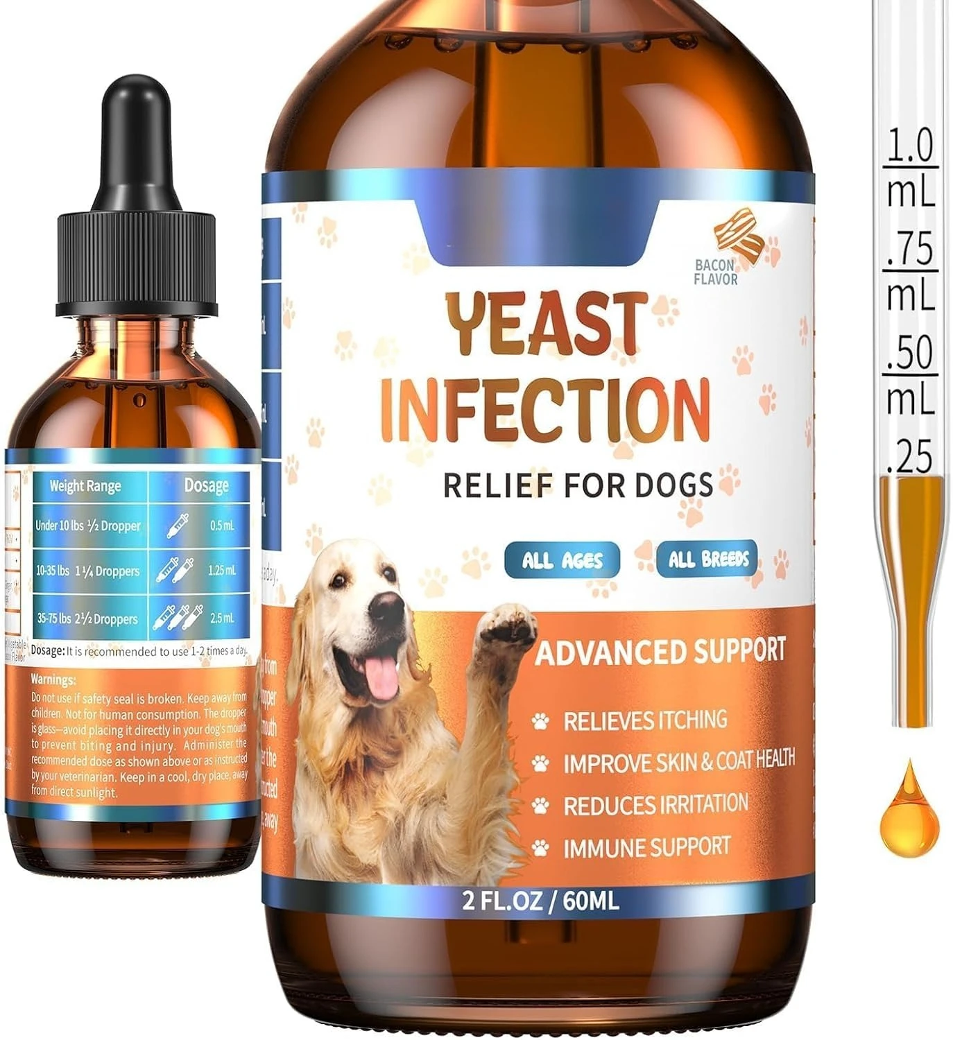 kf-S998d9cf56f714b7c853615e91b5fea78g 60ml Natural Yeast Relief Supplements for Dogs Itch Relief Dog Ear Discomfort Care Allergy Inflammation Relief for Pet Health - Image 1