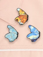 Vintage Van Gogh Art Butterfly Enamel Pin Set Starry Night Sunflower Apricot Flower Painting Brooch Art Lover Badge Jewelry Gift - Image 3