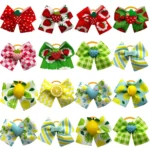 50pcs Small Dog Grooming Bows Strawberry Lemon Style Pet Dog Hair Bows Rubber Bands Dog Hair Accessories Pet Supplies for Dogs - Image 2