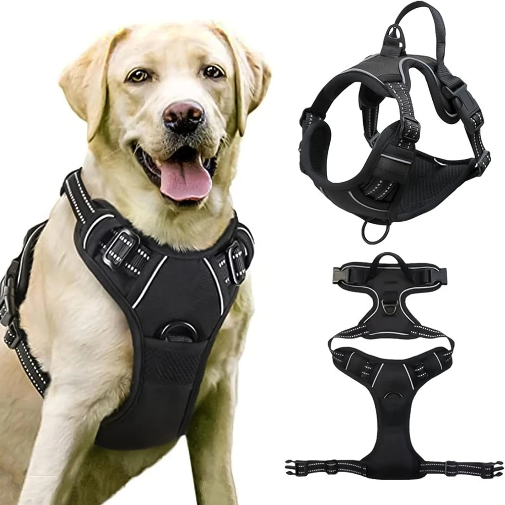 kf-S9e7bd2959d224ac49c056604c98382edE Dog Harness for Dogs No Pull Chest Harness Dog Traction Medium Dog Vest Adjustable Padded Vest Breathable with Reflective Tape - Image 1