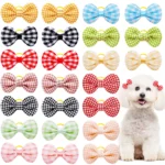 10/20pcs Flower Shape Dog Hair Bows Dog Bow Grooming Plaid Pure Mix Colors Cat Hair Bowknot Rubber Bands For Small Dogs Supplies - Image 4