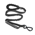 Tactical Dog Leash Heavy Duty for Medium Large Dogs Strong Bungee No Pull Dog Leash with Padded Double Handle and Car Seatbelt