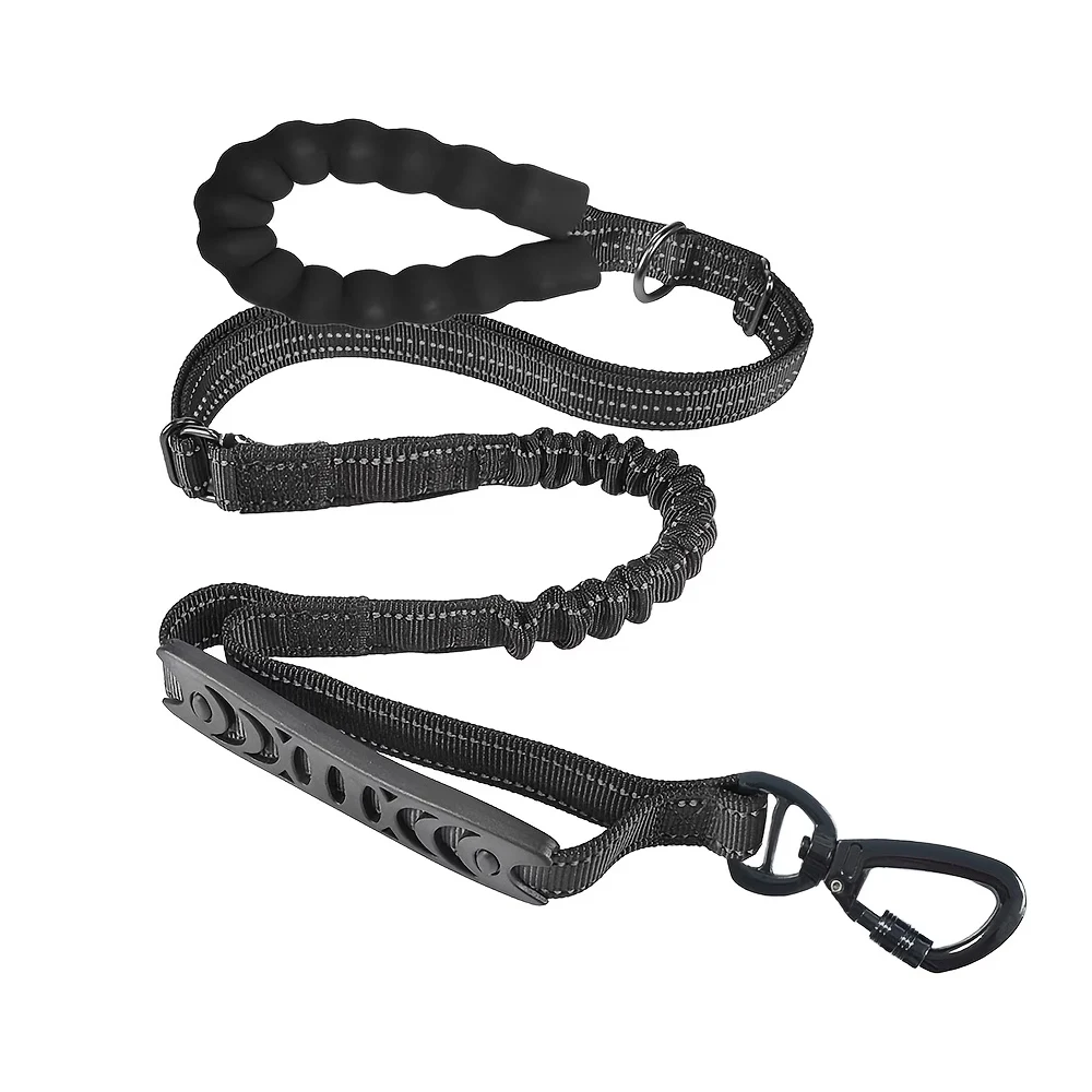 kf-Sa36a890384254e16a4ec08760c3383fd4 Tactical Dog Leash Heavy Duty for Medium Large Dogs Strong Bungee No Pull Dog Leash with Padded Double Handle and Car Seatbelt - Image 1