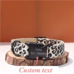 1pc Customizable Leopard Print Pet Collar with Name, Pet Gift