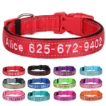 Custom Nylon Embroidered Dog Collar Personalized Pet ID Name Collars Refletive Necklace for Small Medium Large Dogs Accessories