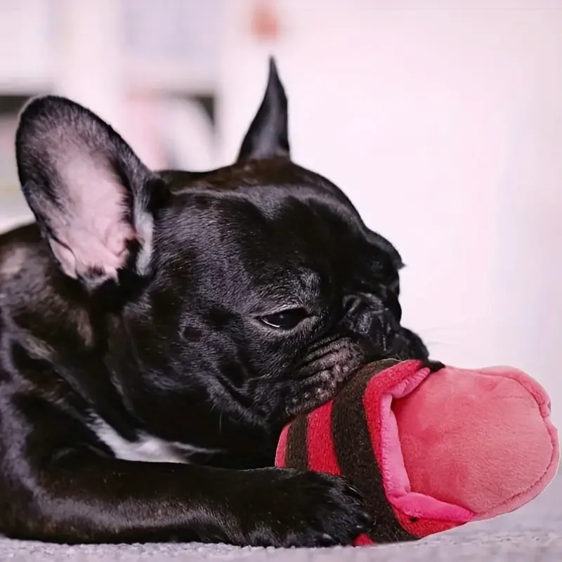 1pc durable plush squeaky slipper chew toy for breeds colorful cartoon animal resistant soft texture no batteries needed interactive dog toys for details 4