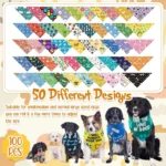 100Pcs Dog Bandanas Bulk Paw Print Dog Scarf Bibs Puppy Pet Bandanas with Captions Adjustable Washable Triangle Scarf for Pets - Image 3