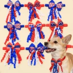50PCS Puppy Bowties For July 4th Independence Day Adjustable Pet Dog Bow Ties Fashion Cat Neckties For Dog Pet Grooming Products