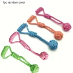 1pc Durable Dog Rope Toy with Ball - All-Breed Chew and Tug Plaything Random Color Selection - Image 3