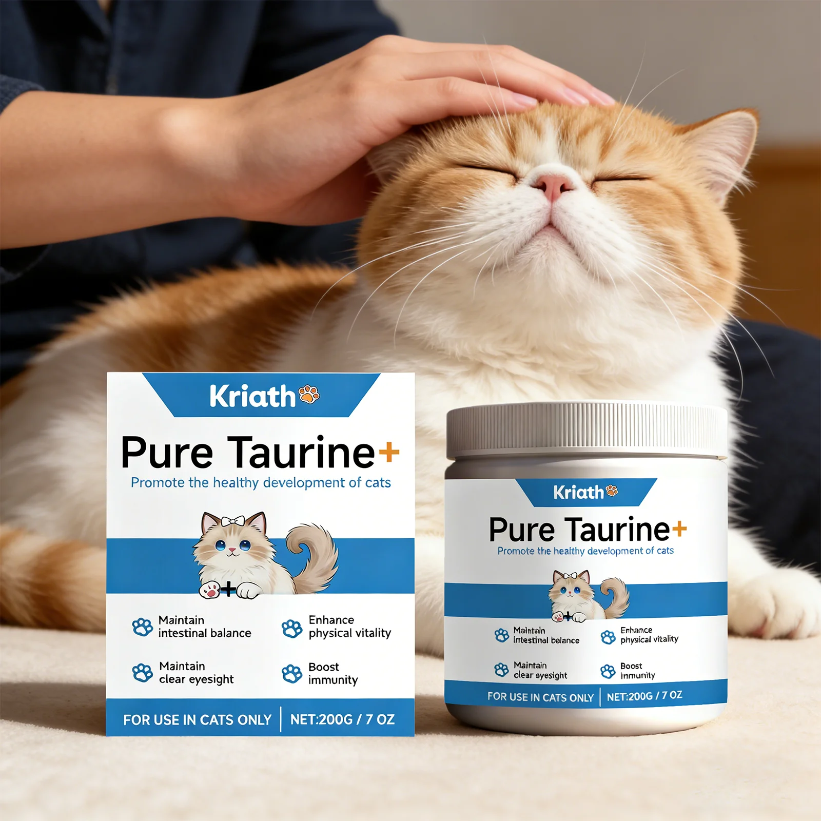 kf-Sa93b1ea469544e6cb7d657a4d0dbc621D All-in-One Cat Health Powder Taurine & Multivitamin Supplement for Heart Vision Immunity Daily Dose for Kittens Adult Old Cats - Image 1