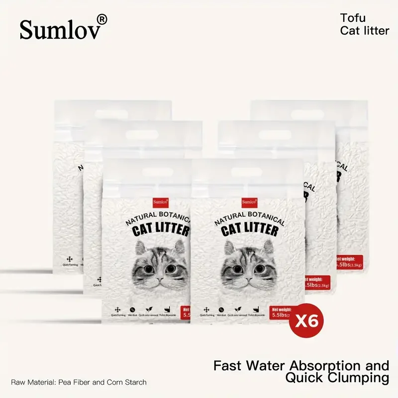 kf-Saaad5529e32a45208391f7fccb91021ff 33lbs Sumlov Tofu Cat Litter, Natural Botanical, Dust-Free, Flushable, Quick Clumping, Odor Control, light scent, environmental - Image 1