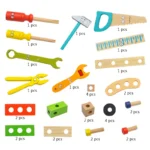 Educational Montessori Kids Toys Plastic Wooden Toolbox Pretend Play Set Children Nut Screw Assembly Simulation Carpenter Tool - Image 6