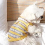 Pet Dog Vest Puppy Clothes Summer Cotton Bear Print T-Shirt Striped Dog Shirt Girls Dog Costume Chihuahua Korean Style Clothing - Image 4