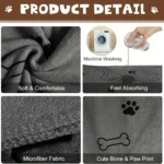 1/4 PCS Quick-Drying Microfiber Dog Towel Absorbent Pet Bath Product Fiber Quick-drying Bath Towel Car Wiping Cloth Pet Supplies - Image 5