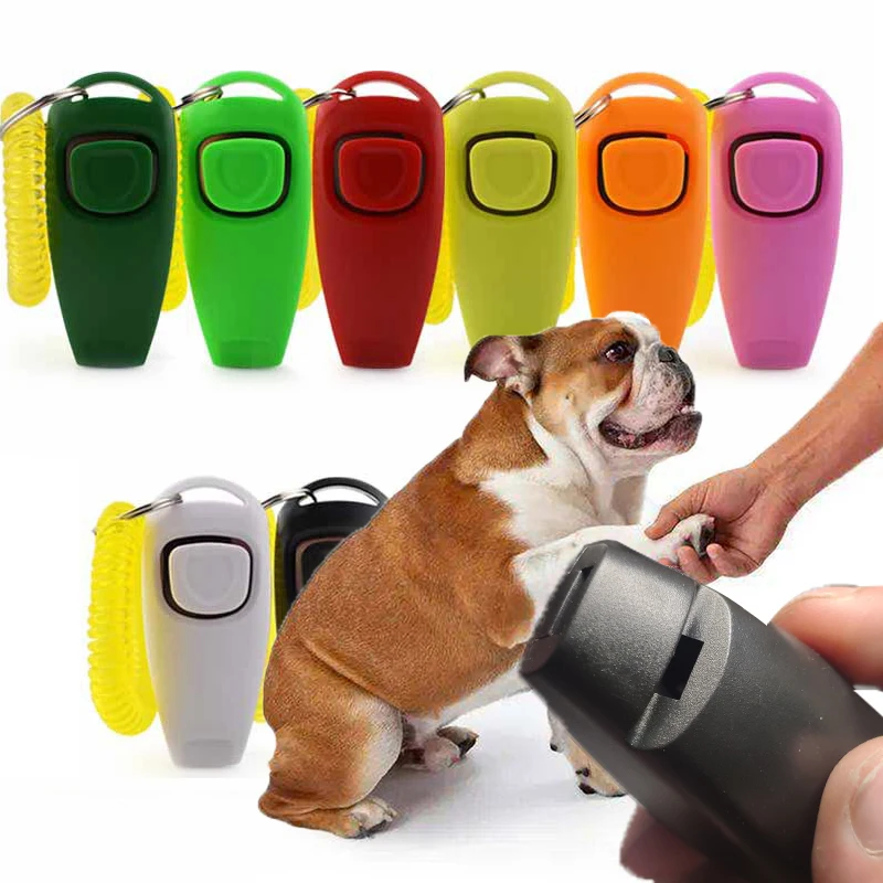 kf-Sb0290ac0dcbe40a79f3276fb5797c207I 2 In 1 Pet Clicker Dog Training Whistle Answer Card Pet Dog Trainer Assistive Guide With Key Ring Dog Pet Cat Pet Supplies - Image 1