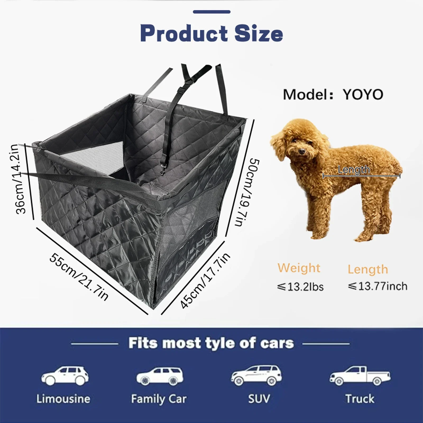 kf-Sb15351d469c540748709c441c78f46622 For Cars Trucks and SUVsPet Car Seat Basket Easy-Clean Dog Car Seat Protector Transparent Dog Car Seat Mesh - Image 1