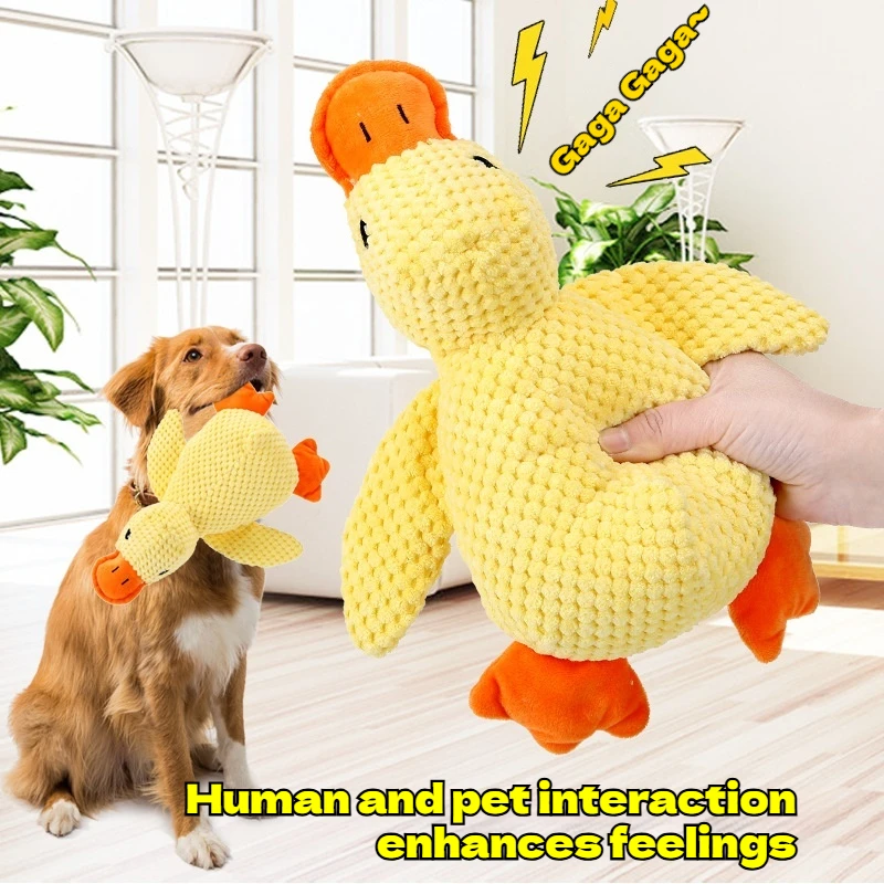 kf-Sb3220621cb514e6e8f38ce013f11b168A Dog toy plush companion sleeping duck bite resistant teeth to relieve boredom of little yellow duck pet interactive pet supplies - Image 1