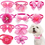50PS Bulk Small Dog Bowtie Fashion Lace Dog Puppy Bowties Ncekties For Dogs Pets Grooming Accessories Spring Pet Supplies - Image 10