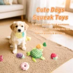 20PCS Random Squeaky Dog Toys Cute Interactive Pets Toys Bulk for Small Medium Dogs Soft Plush Fruit Vegetables Animals Set - Image 3