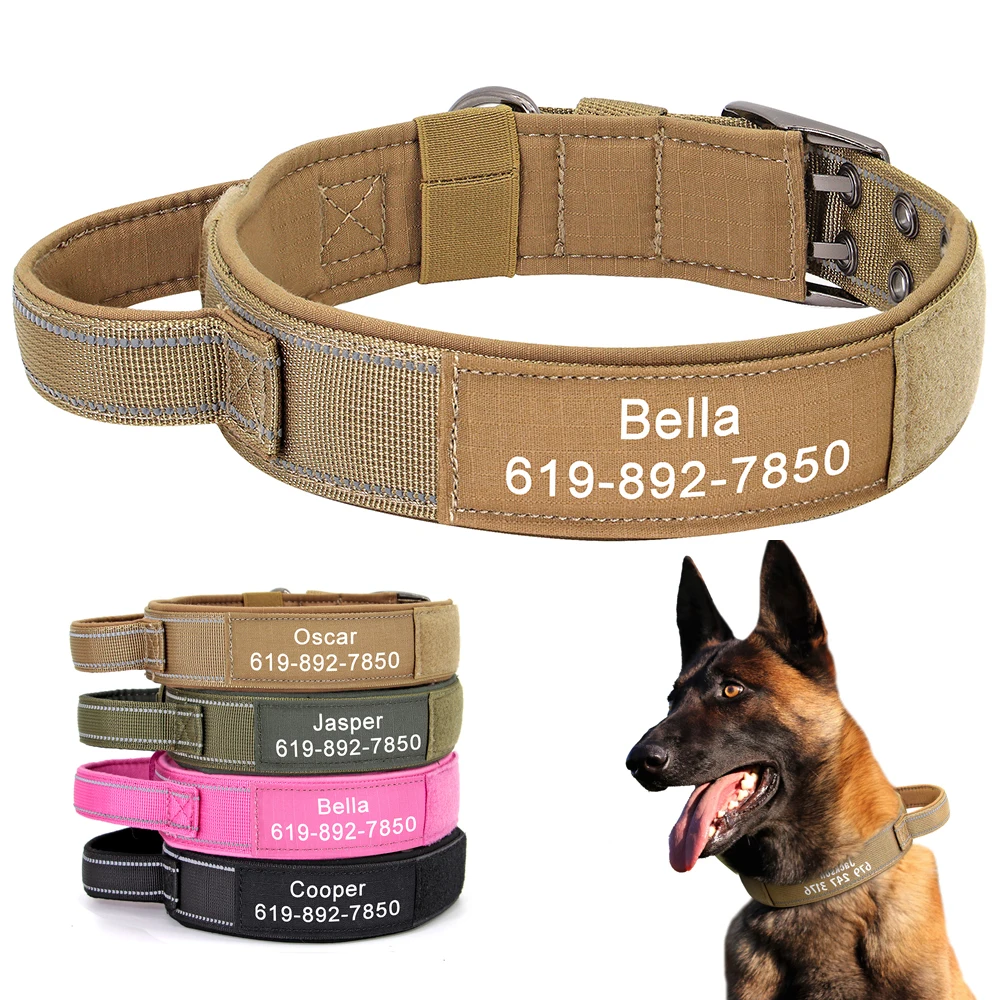 kf-Sb60c1bf1a3e341a08fecec87e4827ac2x Custom Military Dog Collar Personalized Tactical Nylon Accessories Collar Adjustable Medium Large Dogs German Shepherd Collars - Image 1