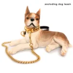 19mm Gold Chain Dog Collar Luxurious Sliver Gold Cuban Link Dog Collar with Secure Snap Buckle for Medium and Large Pit Bulls - Image 9