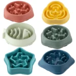 Pet Cat Dog Slow Food Bowl Fat Help Healthy Round Anti-choking Thickened And Non-slip Multiple Colors Shapes