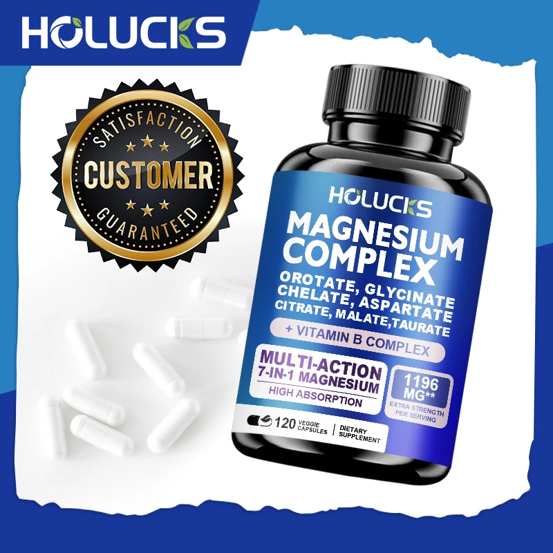 kf-Sb75d6fa6a1e043d9a5b113350330576fo Holucks High Absorption Magnesium Complex Capsules - Dietary Supplement for Muscle, Bone, Nerve Health, Non-GMO - 120 Capsules - Image 1